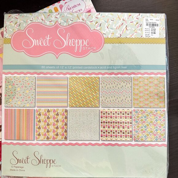 Sweet Shoppe Stack 12"x12" Cardstock Scrapbook Paper 60 Sheets - Picture 1 of 2